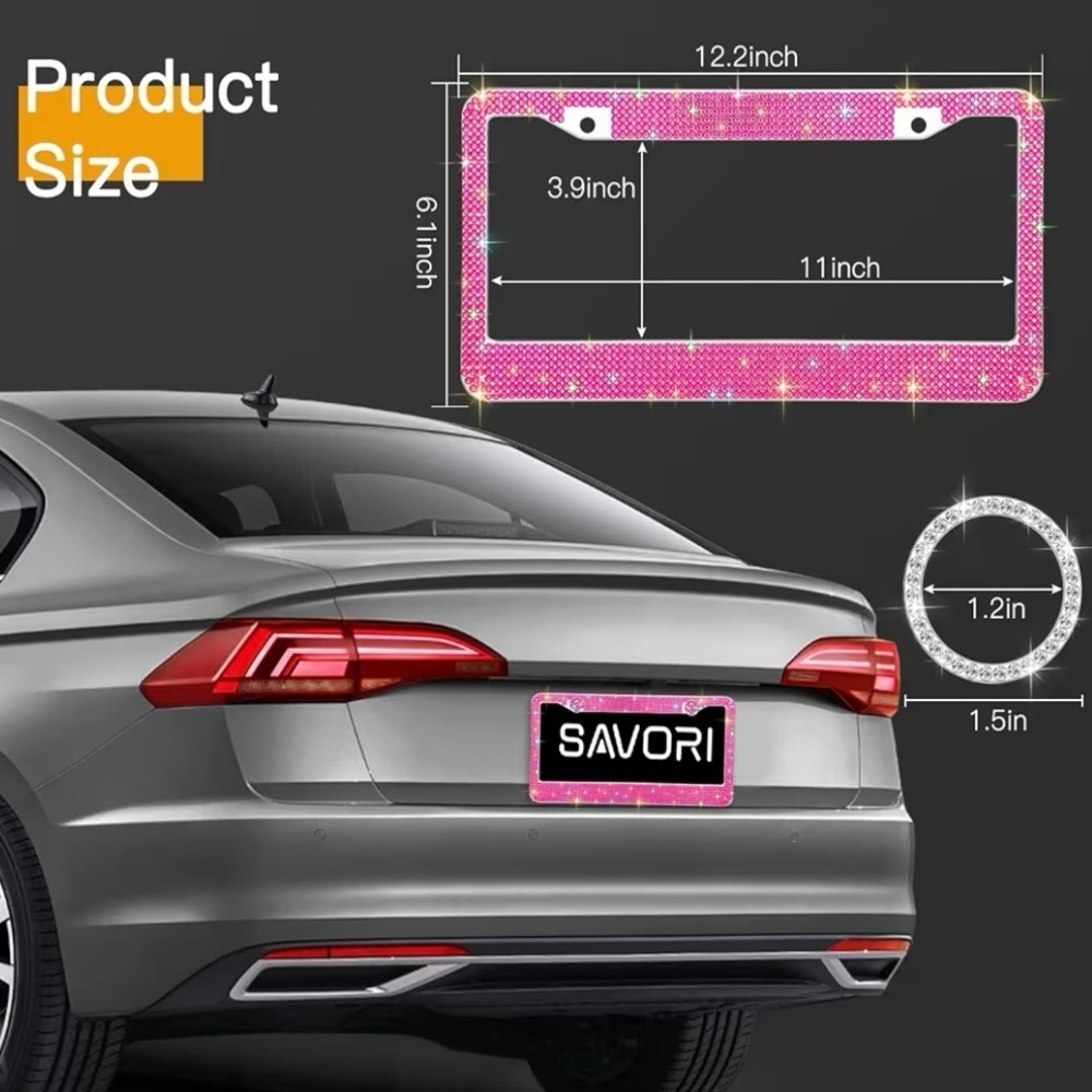Pink Rhinestone License Plate Frame - Bling Car Accessory! - Picture 5 of 5